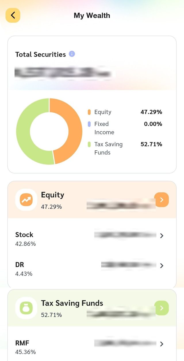 หน้า My Wealth ในแอป wiset